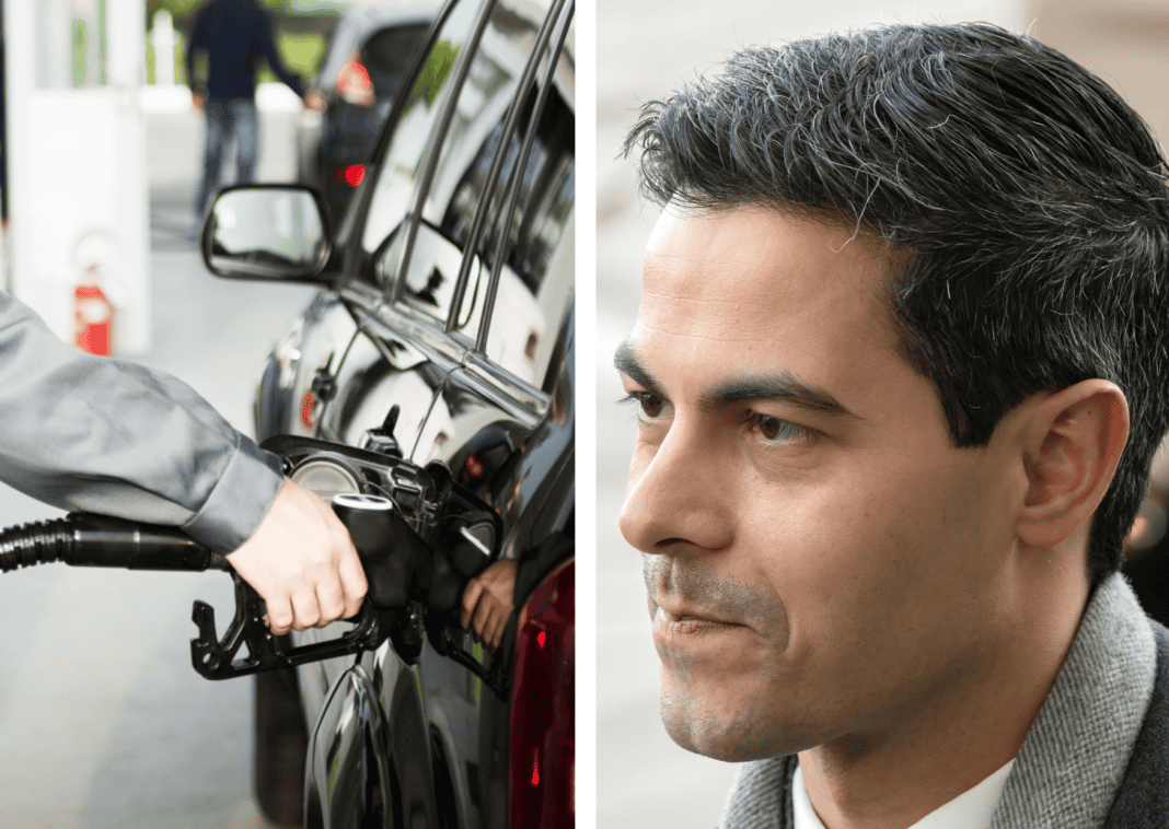 Composite-image-of-a-petrol-pump-in-the-netherlands-and-pm-rob-jetten
