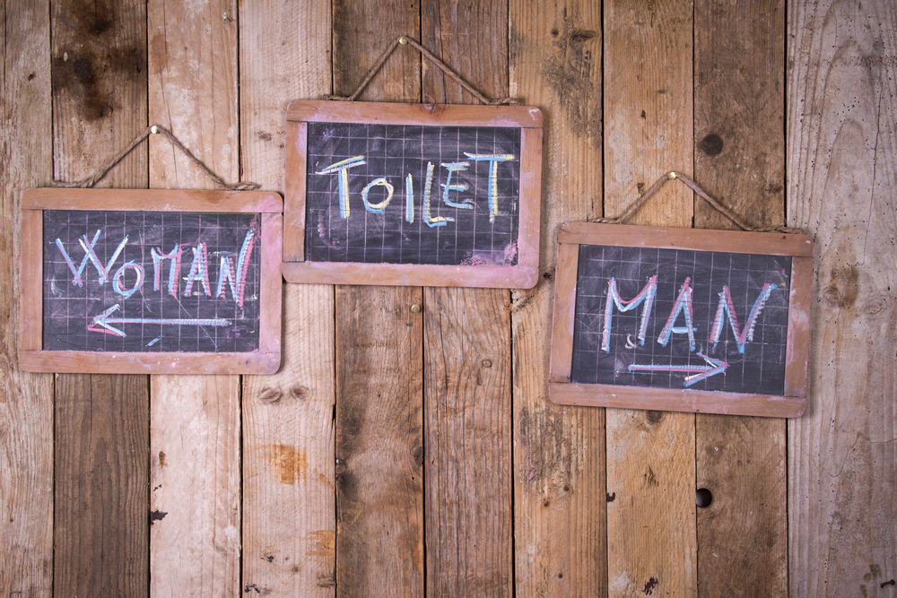 sign-toilet-for-men-and-women-in-the-netherlands-on-board-on-wood-wall