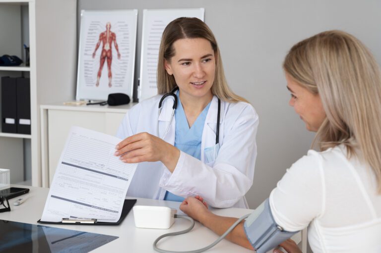 photograph-of-a-doctor-consulting-files-while-talking-to-their-patient