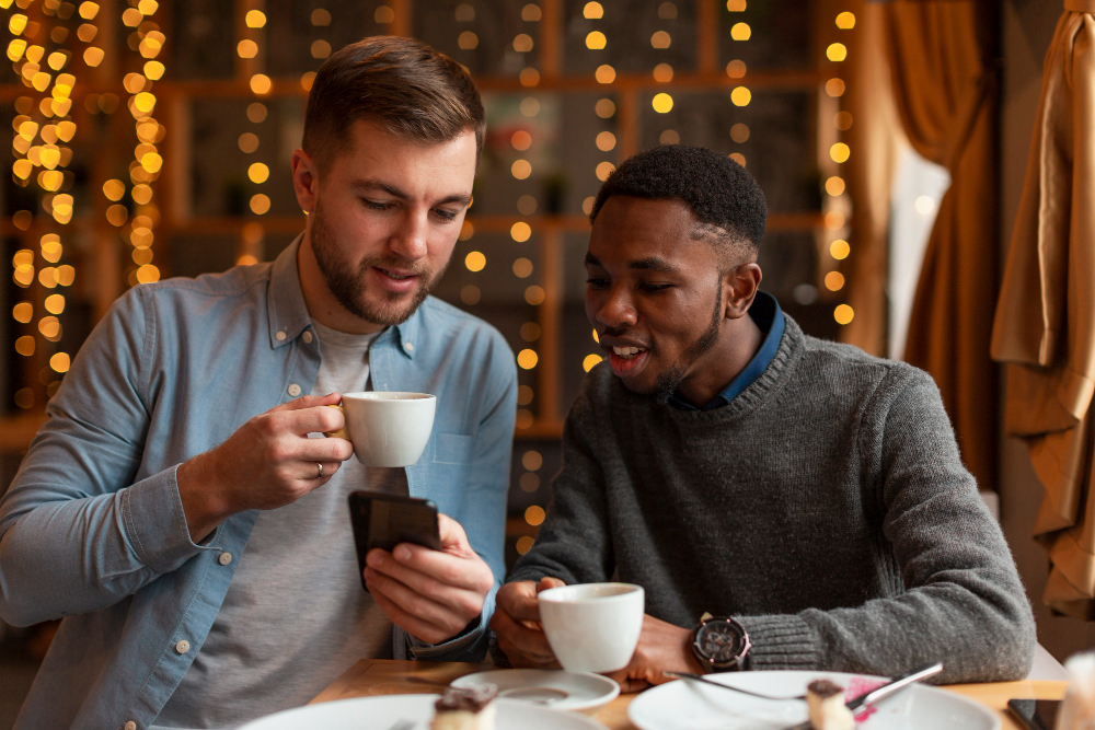 photo-of-two-men-discussing-the-pros-of-using-raisin-in-the-Netherlands-while-sitting-at-table-drinking-coffee