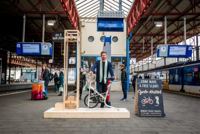 Fast fashion: Dutch artist invents bike that can knit a scarf in five minutes
