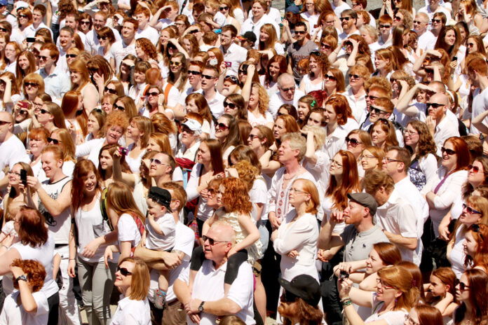 air-shot-of-crowd-of-red-haired-people