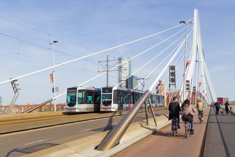 photo-of-bikes-in-rotterdam-cycling-on-bridge-for-sustainable-transport
