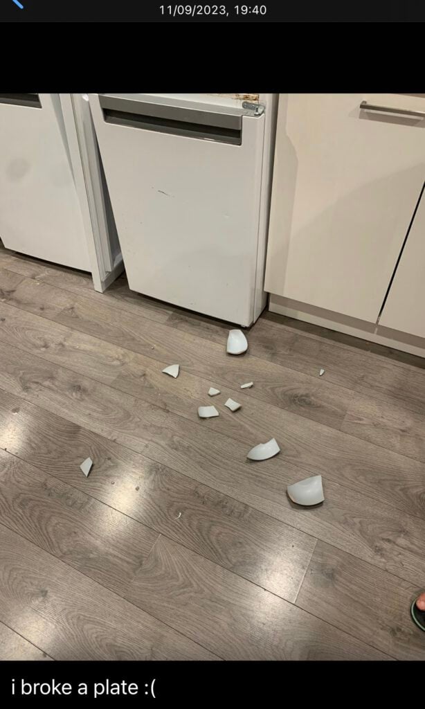 screenshot-of-photo-message-of-smashed-bowl-on-student-kitchen-floor