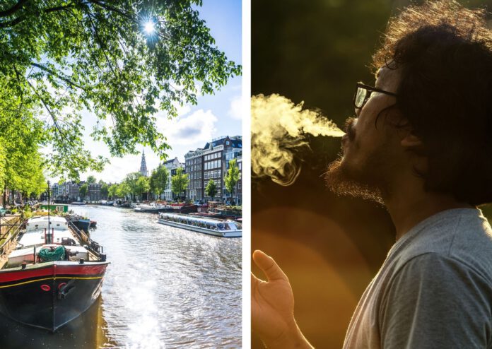 photo-of-amsterdam-canals-and-a-man-smoking-weed
