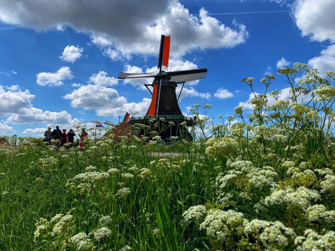 a-picture-of-windmill-beneath-sun-and-clouds