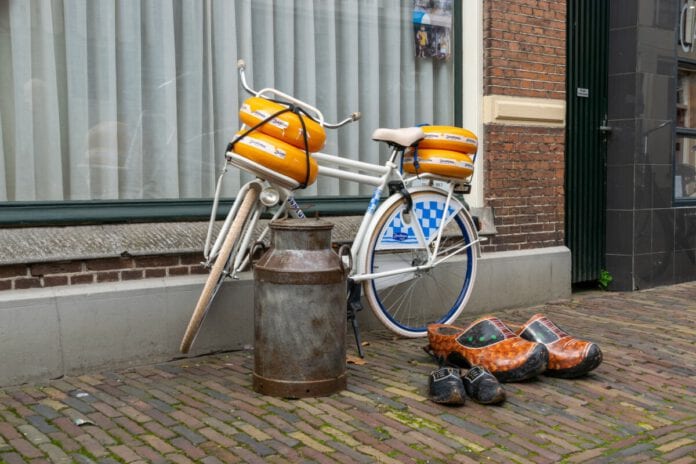 photo-of-dutch-bike-with-cheese-and-clogs