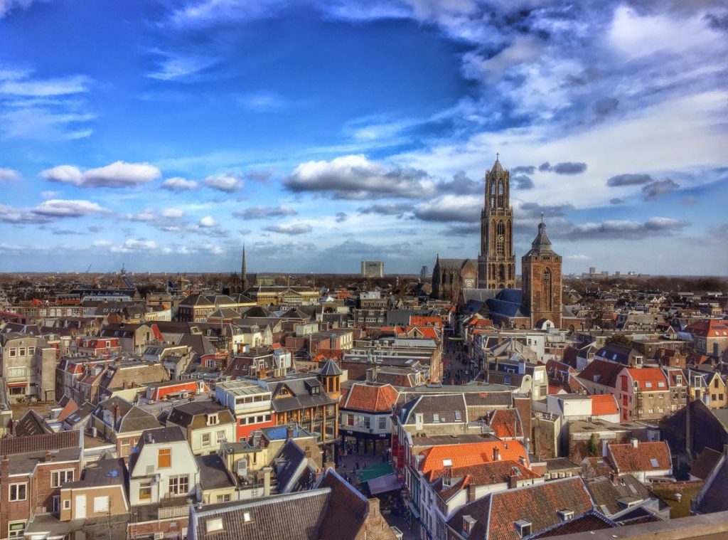 Moving to Utrecht - the Dom Tower dominates the skyline. 